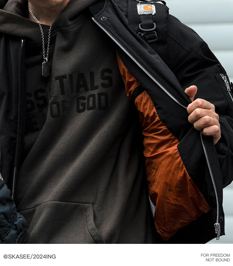 American Style Trendy Brand 90 White Duck Down Workwear Flight Jacket Down Jacket Men Winter Loose Thickened Warm Short Coat