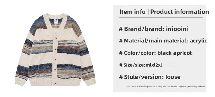 Retro Striped Cardigan Sweater – Simple Unisex Designer Knitwear