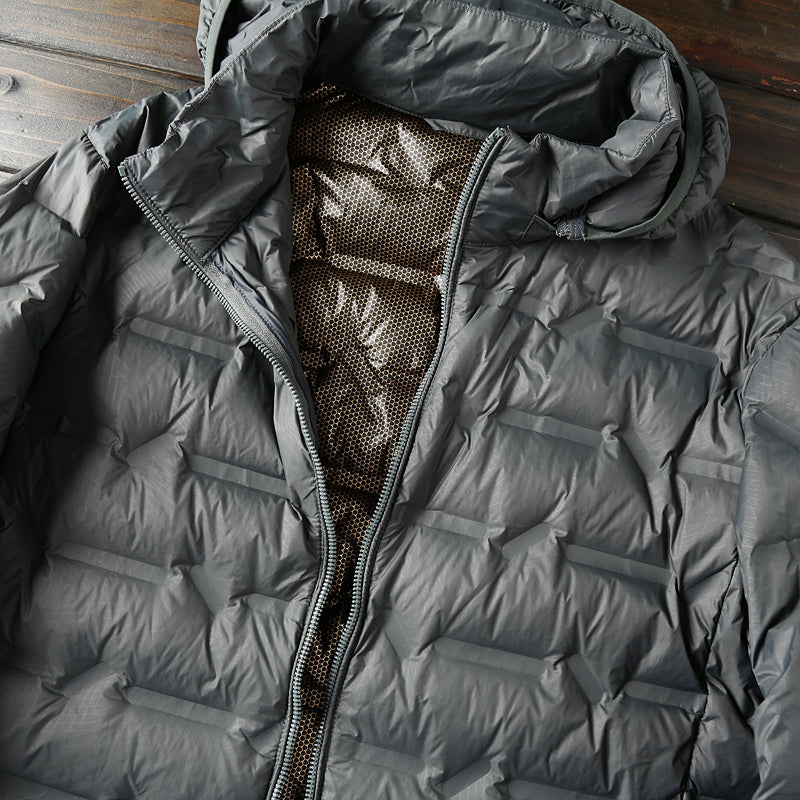 Men's Plus Size Hooded Down Jacket - Export Overstock Fully Glued Filled Lightweight Warm Autumn Winter Coat