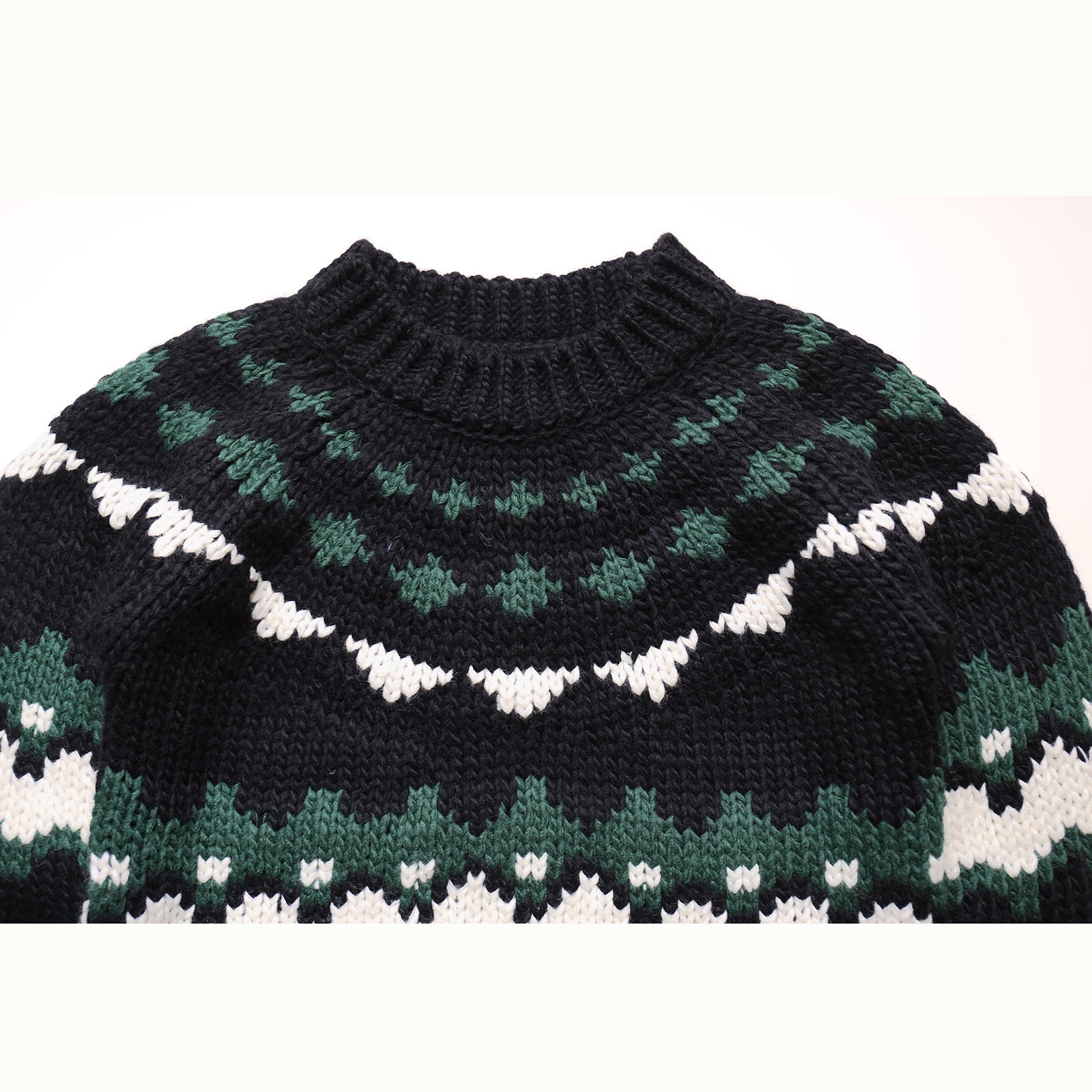 Pure Wool Heavy-Knits Fair Isle Sweater – Retro “Ferris-Wheel” Crew-Neck (Unisex)