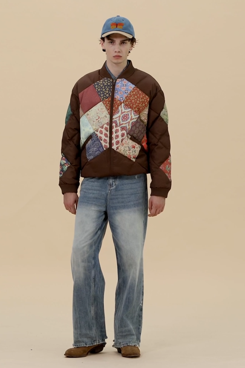 retro Ethnic Style Diamond Patchwork Cotton Jacket