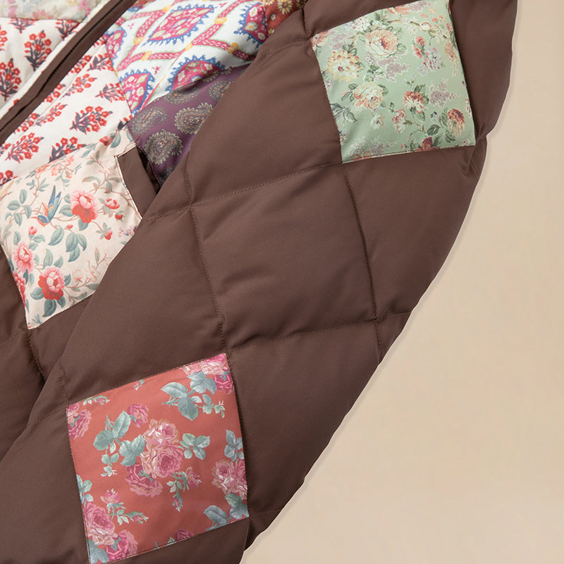 retro Ethnic Style Diamond Patchwork Cotton Jacket