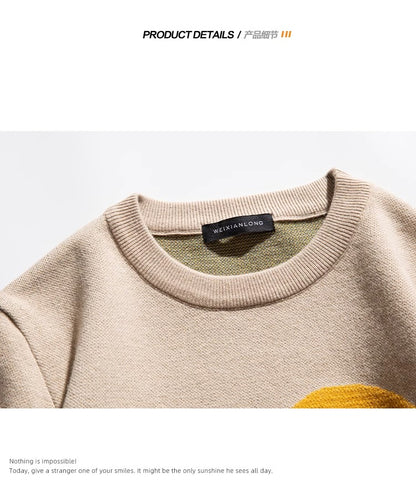 Cat Jacquard Loose Knit Sweater – American Style High-End Feel (Unisex)