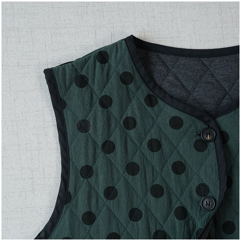Quilted Cotton Padded Vest — Retro Single-Breasted Sleeveless Outerwear for Autumn/Winter