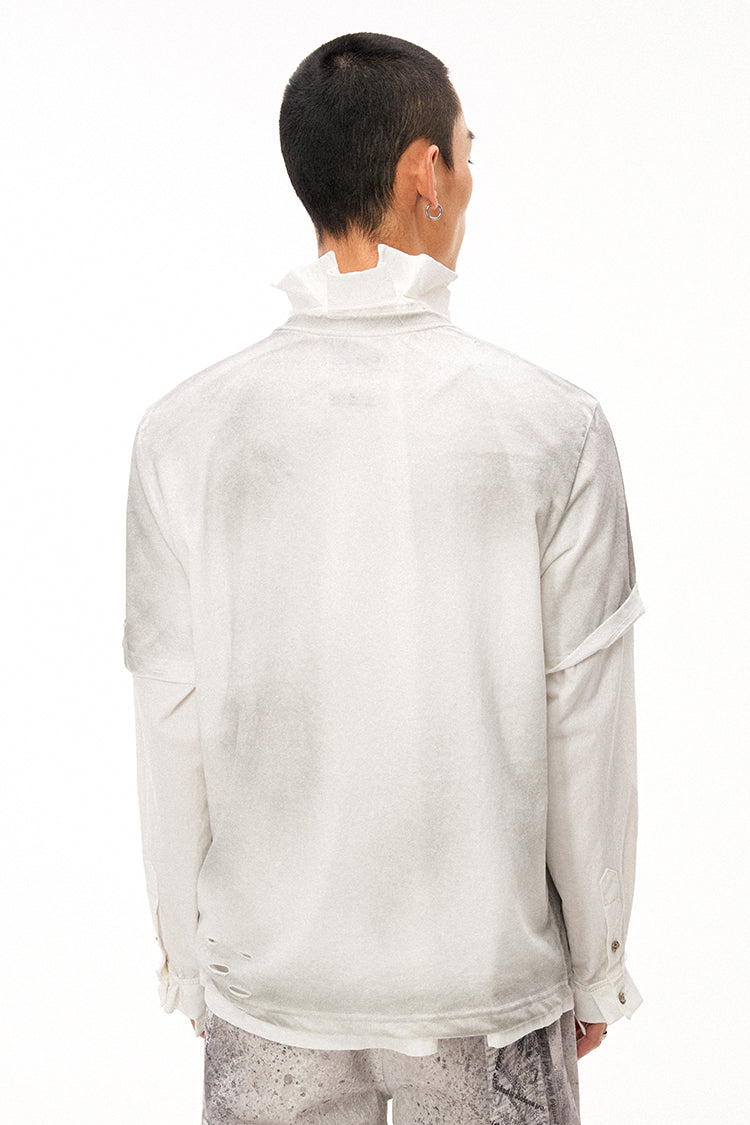 Handwritten Print Soft Skin-friendly Distressed Loose Short Sleeve T-shirt