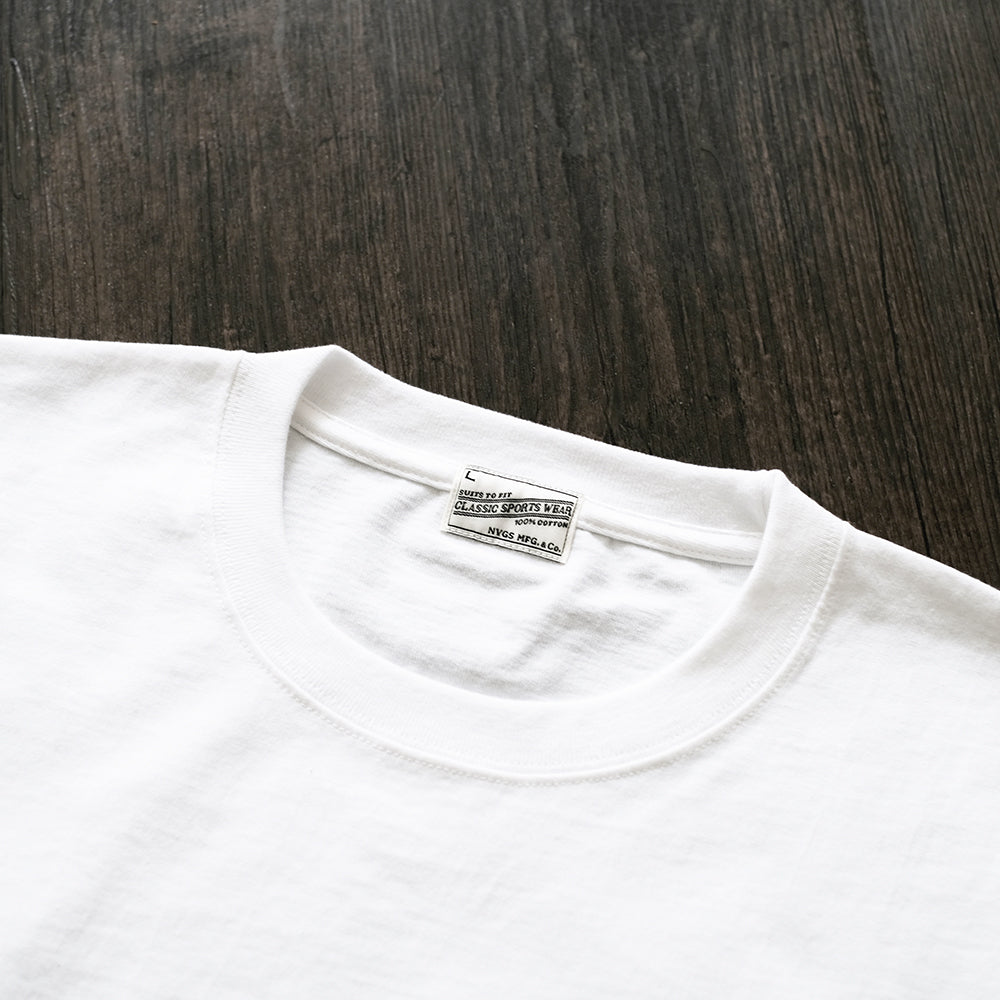 Classic Simple Pure White Heavy Cotton Crew Neck Short Sleeve T-Shirt Unisex American Retro
