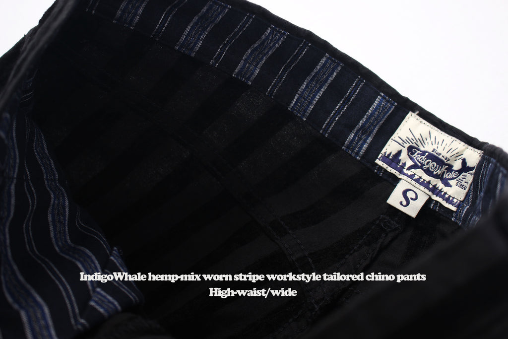 Vintage Flocked Striped Workwear Style Loose Wide-Leg Tapered High-Waist Chino Casual Pants