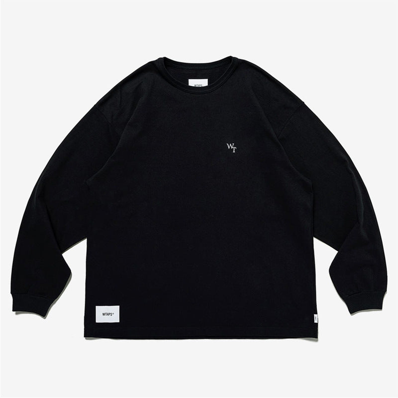 Japanese Style Heavy Cotton Crew Neck Long Sleeve T-Shirt 2023 New Base Shirt Letter