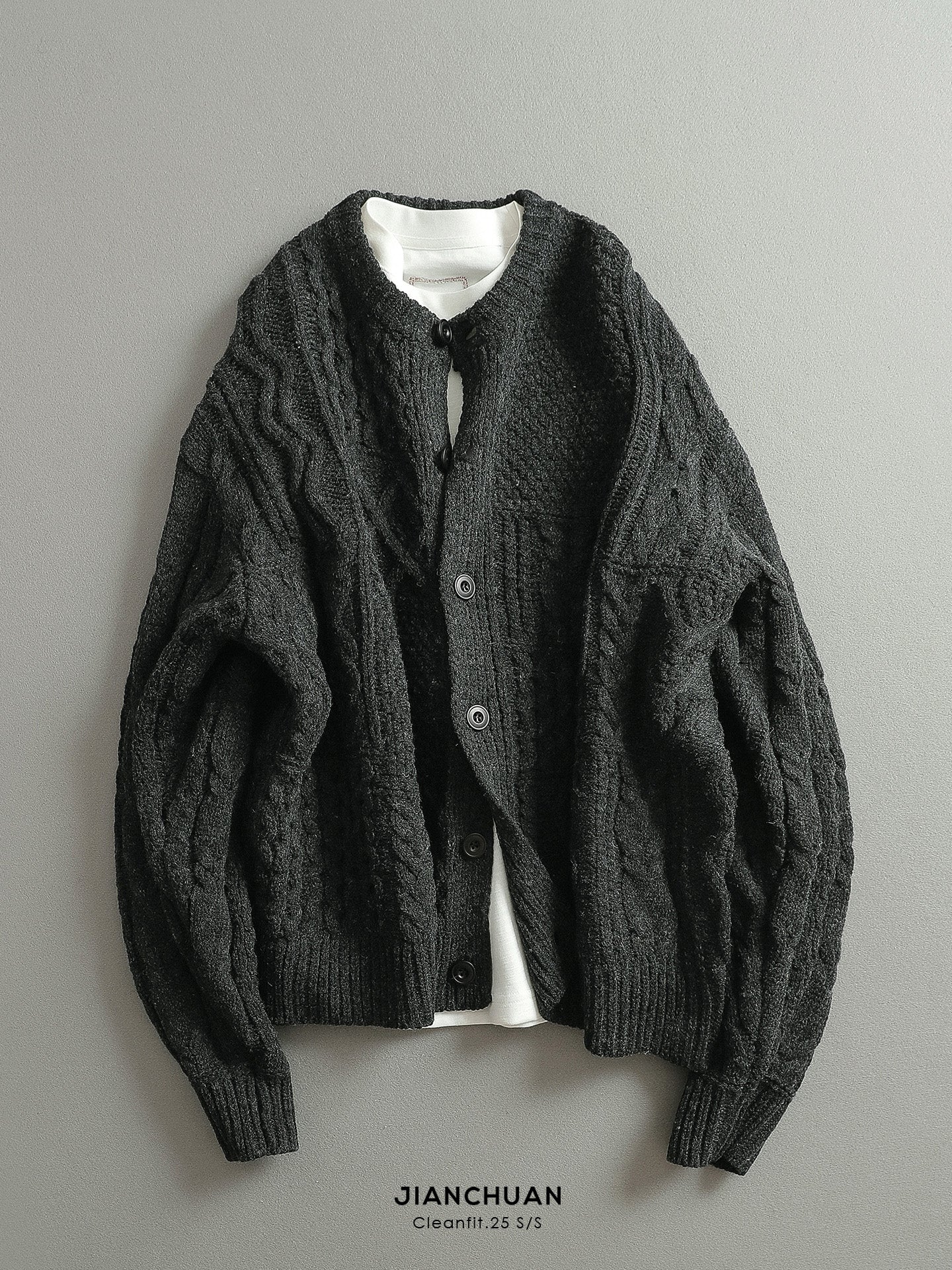 Men's Jianchuan Japanese Retro Cable Knit Cardigan - Autumn Winter Multi-Button Loose Sweater