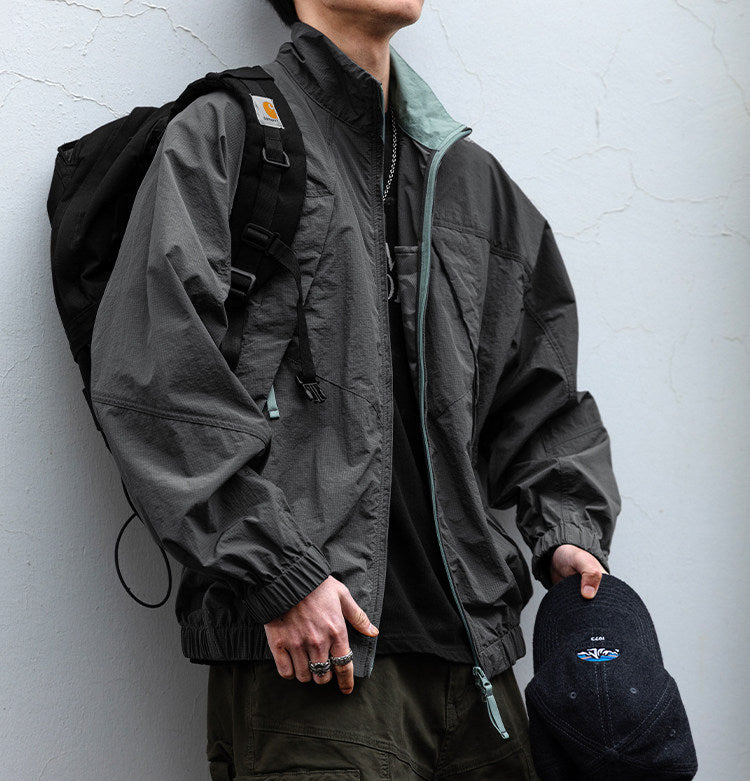 Quick-Dry Stand-Collar Outdoor Jacket – Mountain Oversized Unisex – Japanese vintage | fall outfits 2026 | fall winter outfits | classy winter outfits | lazy comfy outfits | japanese streetwear | vintage workwear | yamalin clothes | Yamalinclothes
