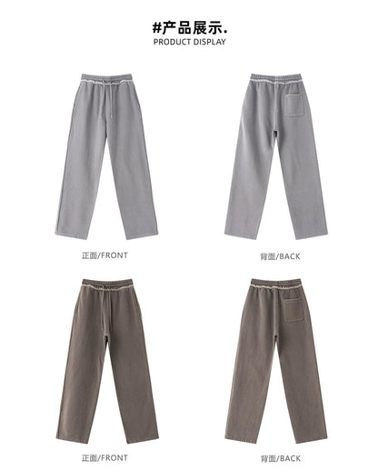 Heavyweight Fleece Washed Straight Sweatpants – Loose Casual American Style