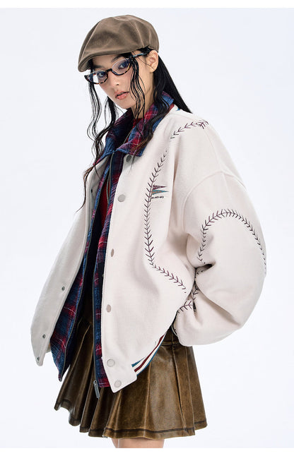 BJHG Quilted Baseball Jacket - American Style Color-Block Winter Coat (Unisex)