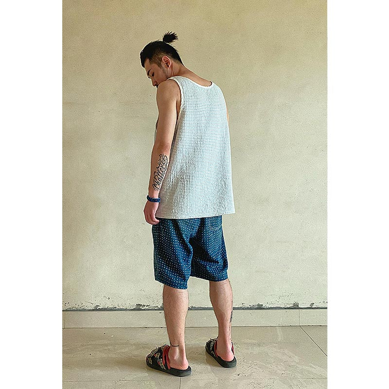 Original Japanese Style Lightweight Light-Colored Fashion Thin Vest Vintage Loose Casual Sashiko Trendy Tank Top