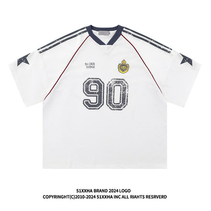 American Street Style T-Shirt for Men and Women 2025 Summer Rugby Jersey Short Sleeve Oversize Loose Casual Top