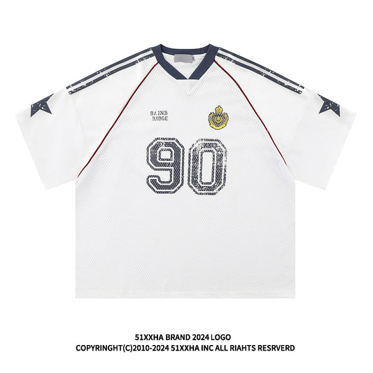 American Street Style T-Shirt for Men and Women 2025 Summer Rugby Jersey Short Sleeve Oversize Loose Casual Top