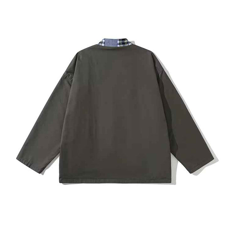 Japanese retro splicing double-sided wearing robe casual coat