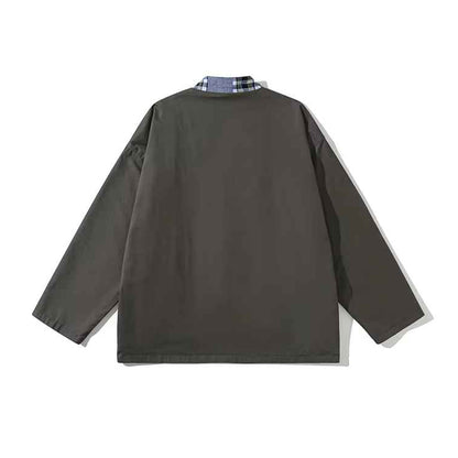 Japanese retro splicing double-sided wearing robe casual coat