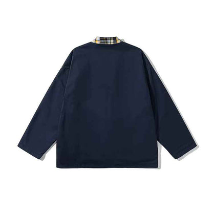 Japanese retro splicing double-sided wearing robe casual coat