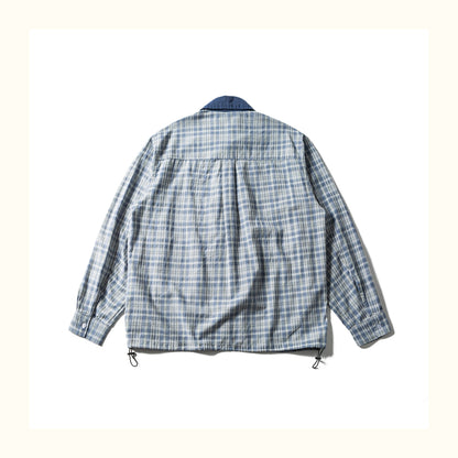 American Retro Workwear Plaid Shirt – Loose Zip-Pocket, Turn-Down Collar (Unisex)