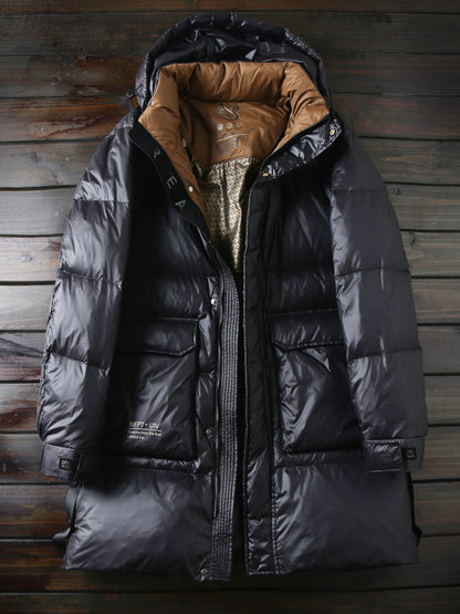 High-Fill 90% Goose-Down Mid-Length Puffer Jacket – Hooded & Cold-Resistant (Plus Sizes Available)