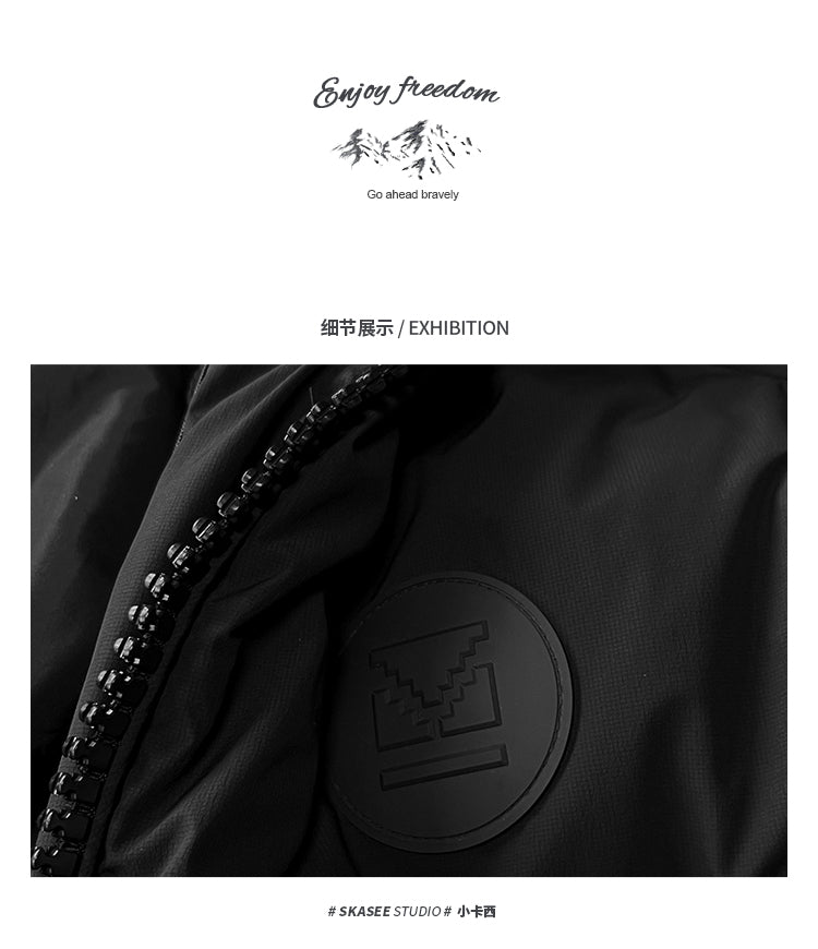 Detachable Fake Two-Piece Wool Collar Puff Feel Down Jacket Men Winter Trendy Loose Thickened Plaid Pattern Coat Trendy