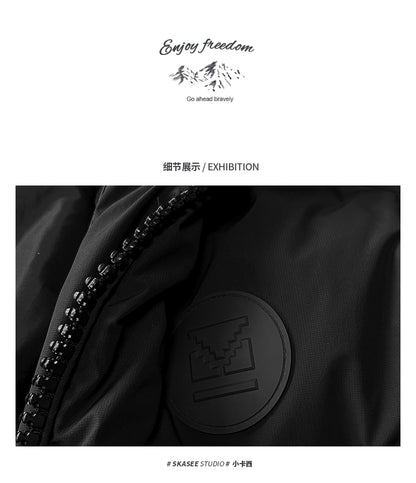 Men's Plaid Down Jacket - Detachable Wool Collar Thickened Warm Puff Coat