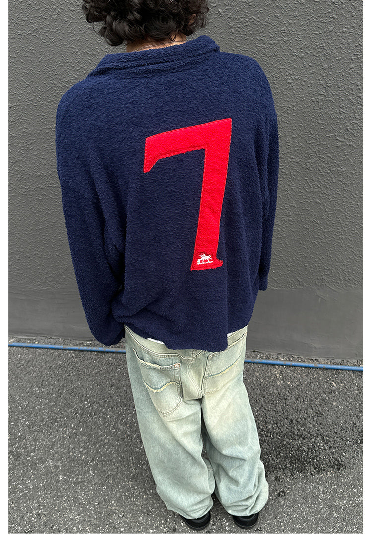 Remedy Inge Sheep” Embroidered Unisex Sweater – American Turn-Down Collar Spring/Autumn Knit