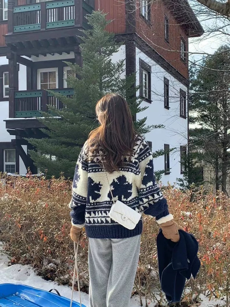 Hand‑Knitted Thick‑Yarn Loose Pullover Sweater – Lazy Style 2025 Autumn (Women)