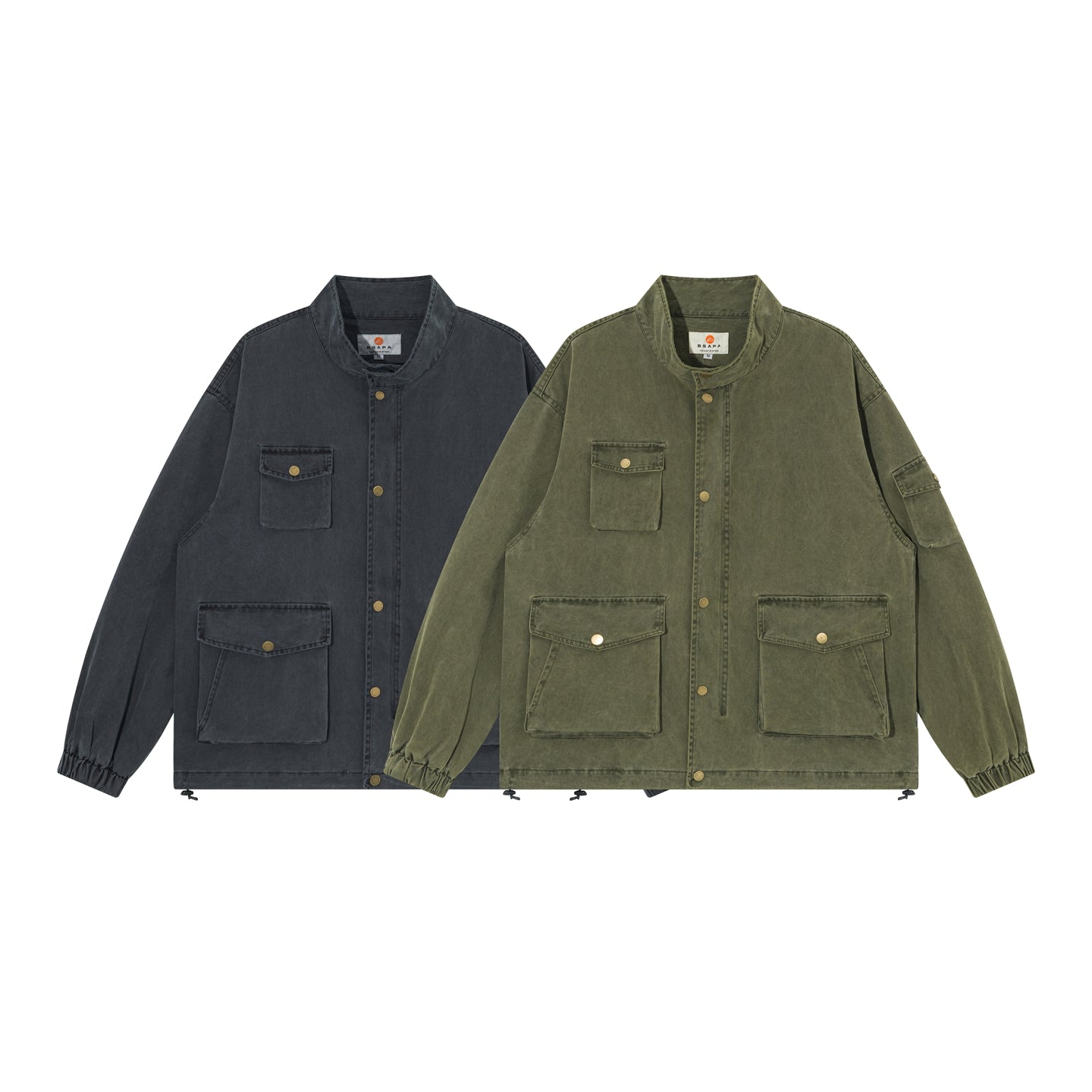 Vintage Washed Multi-Pocket Workwear Jacket – Stand Collar, 2025 Retro Streetwear for Men