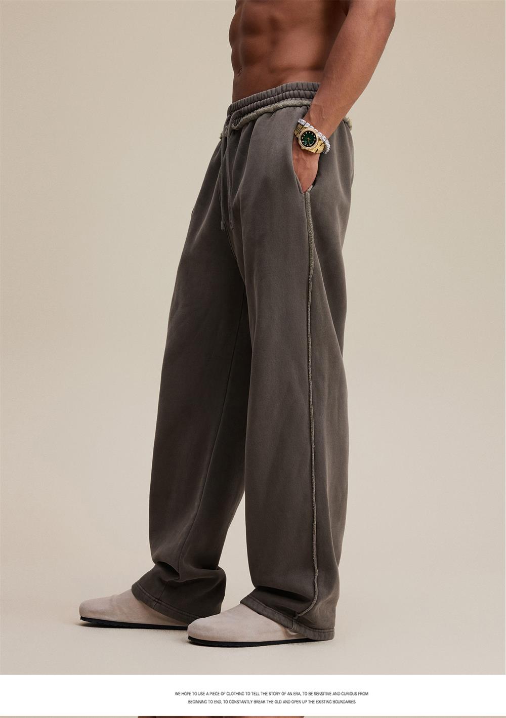 Heavyweight Fleece Washed Straight Sweatpants – Loose Casual American Style