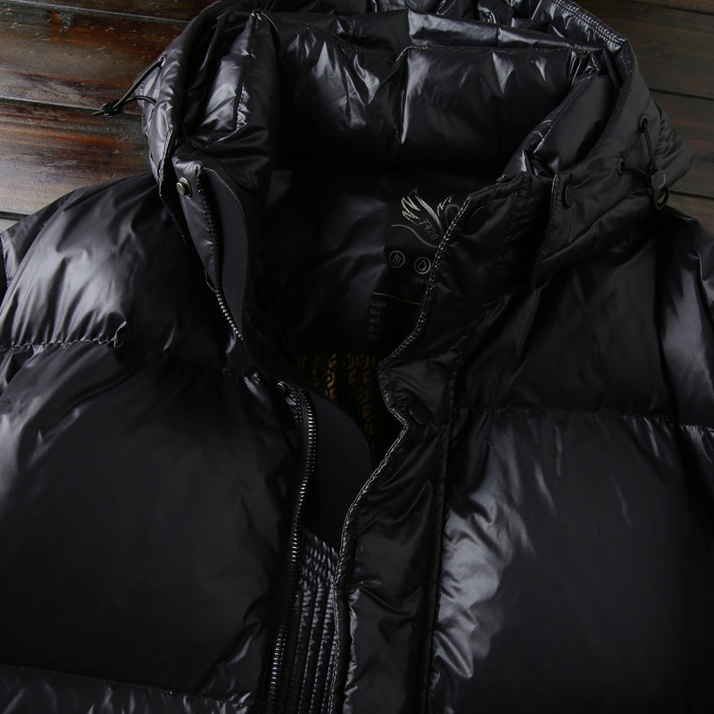 High-Fill 90% Goose-Down Mid-Length Puffer Jacket – Hooded & Cold-Resistant (Plus Sizes Available)