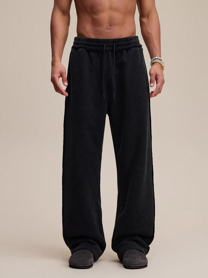 Heavyweight Fleece Washed Straight Sweatpants – Loose Casual American Style