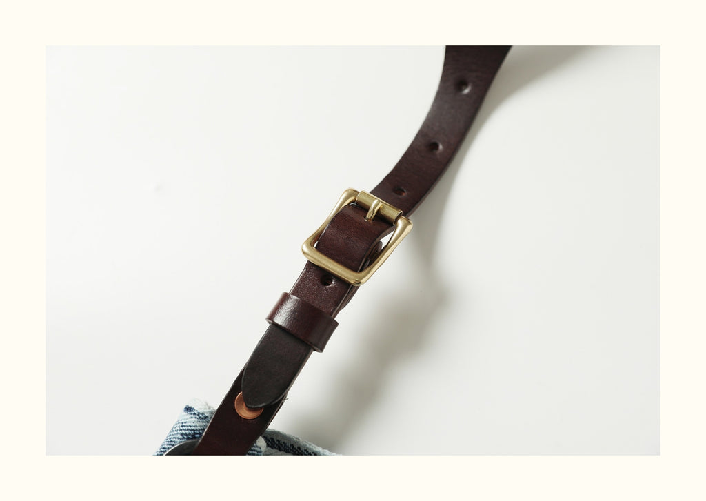 Pure Copper Hardware Imported Vegetable-Tanned Leather Hobo Bag with Denim Large Capacity Casual Bucket Bag Crossbody Bag