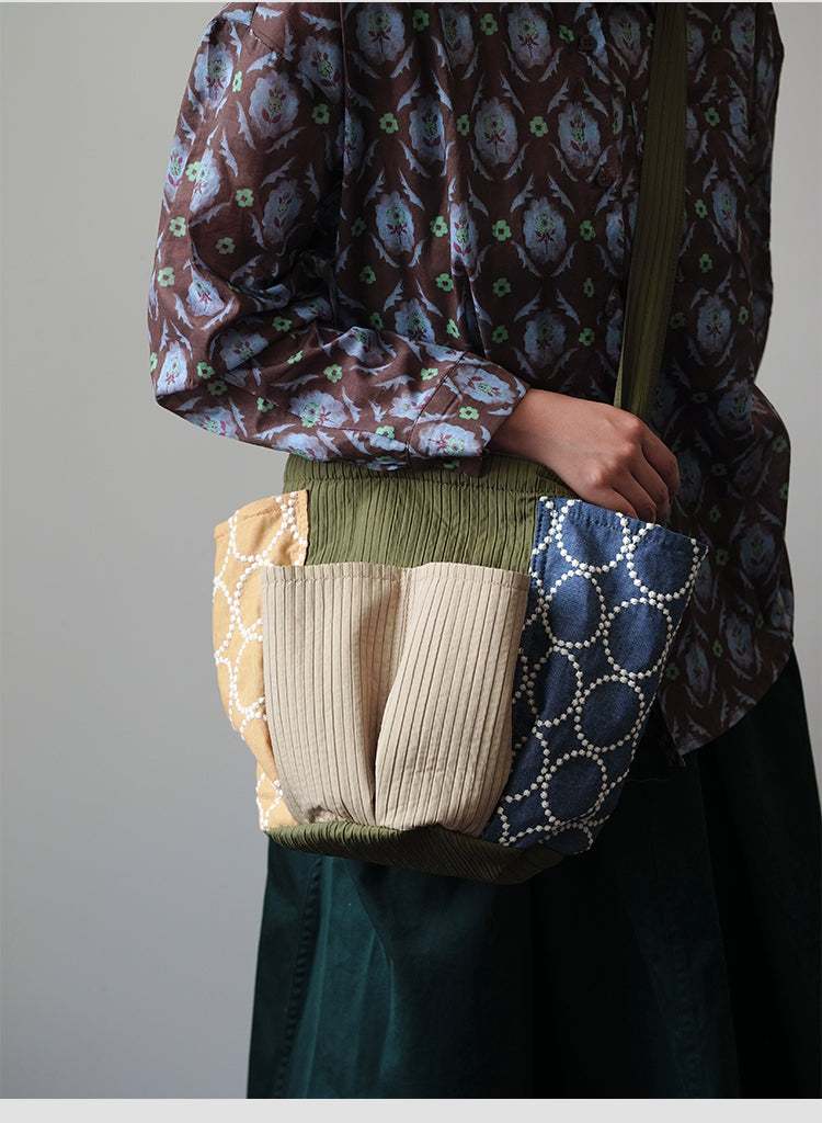 Original Patchwork Large Capacity Crossbody Bag Retro New Chinese Style Embroidered Tote Bag for Women