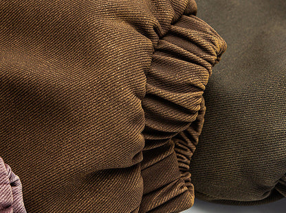 Heavy-Duty Washed Vintage Cotton Jacket - Lambswool Lined Stand Collar Coat (Men)