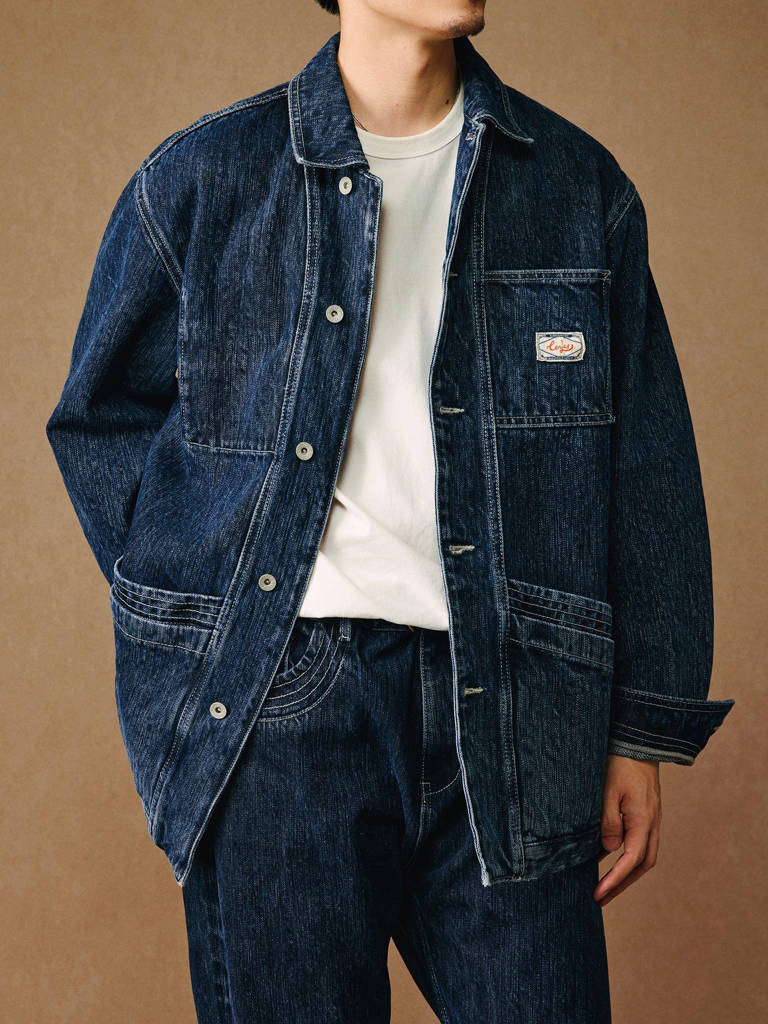 Heavyweight 15 oz Fermented-Wash Distressed Denim Jacket – Retro American Iron-Style (Unisex)