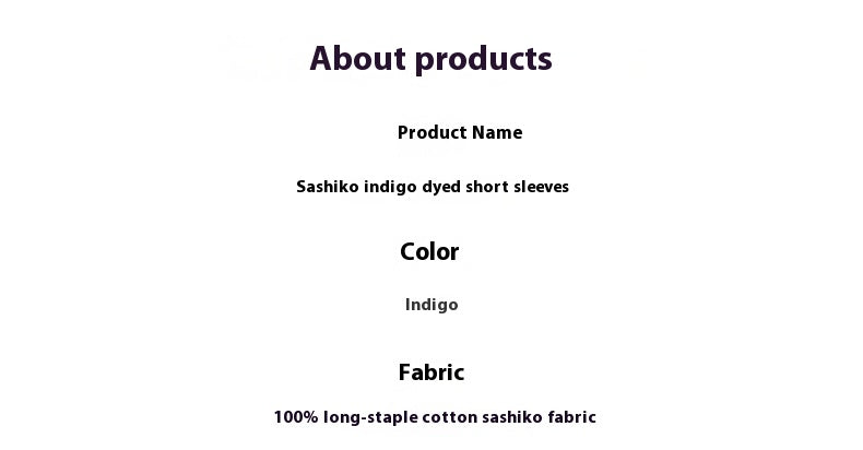 Original Japanese Retro Blue Dyed Sashiko & Kasuri Loose Fit Crew Neck Short Sleeve T-Shirt