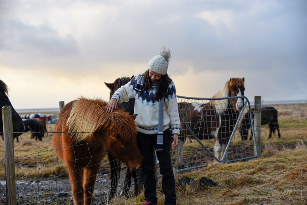 Hand-Knitted Icelandic Japanese Retro Unisex Sweater Couple Travel Fair Isle Cat Minimalist Style Pullover