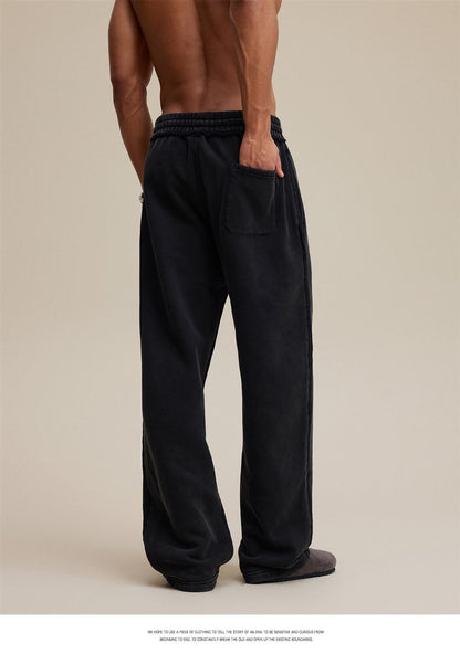 Heavyweight Fleece Washed Straight Sweatpants – Loose Casual American Style