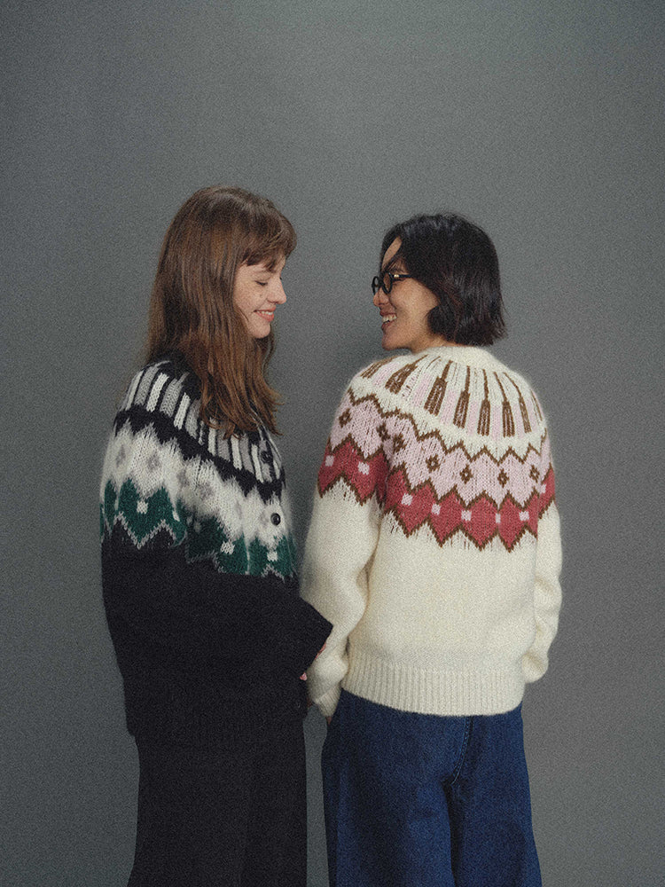 Shyshy Two Colors Choose Your Price Mohair Raw Materials Hand-Painted Design Sense Fairisland Sweater Cardigan Wool Top