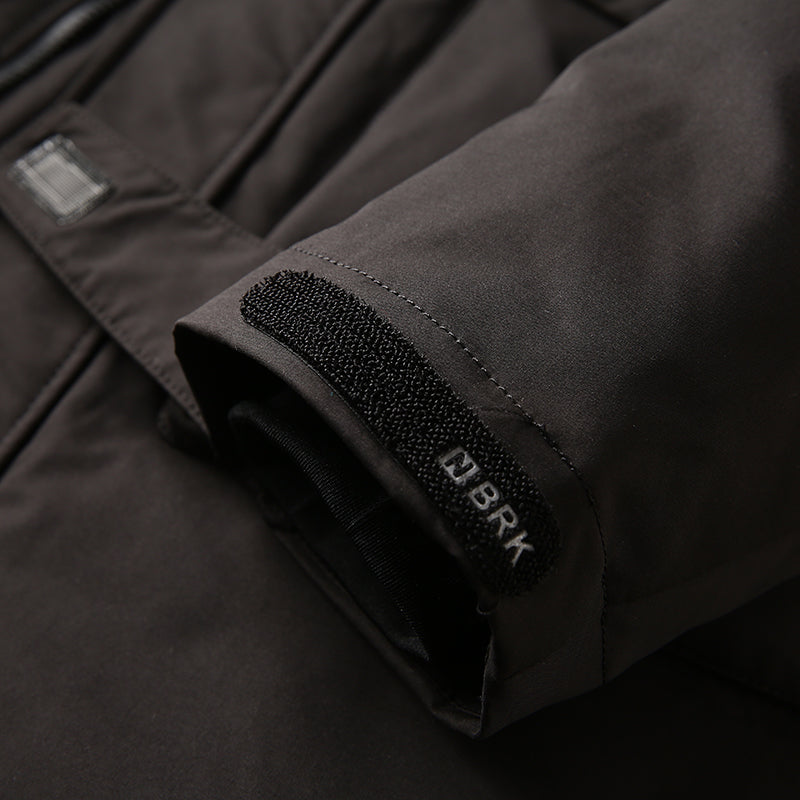 Men's Plus Size Workwear Down Jacket - Export Factory Cut Label Hooded Mid-Length Winter Coat