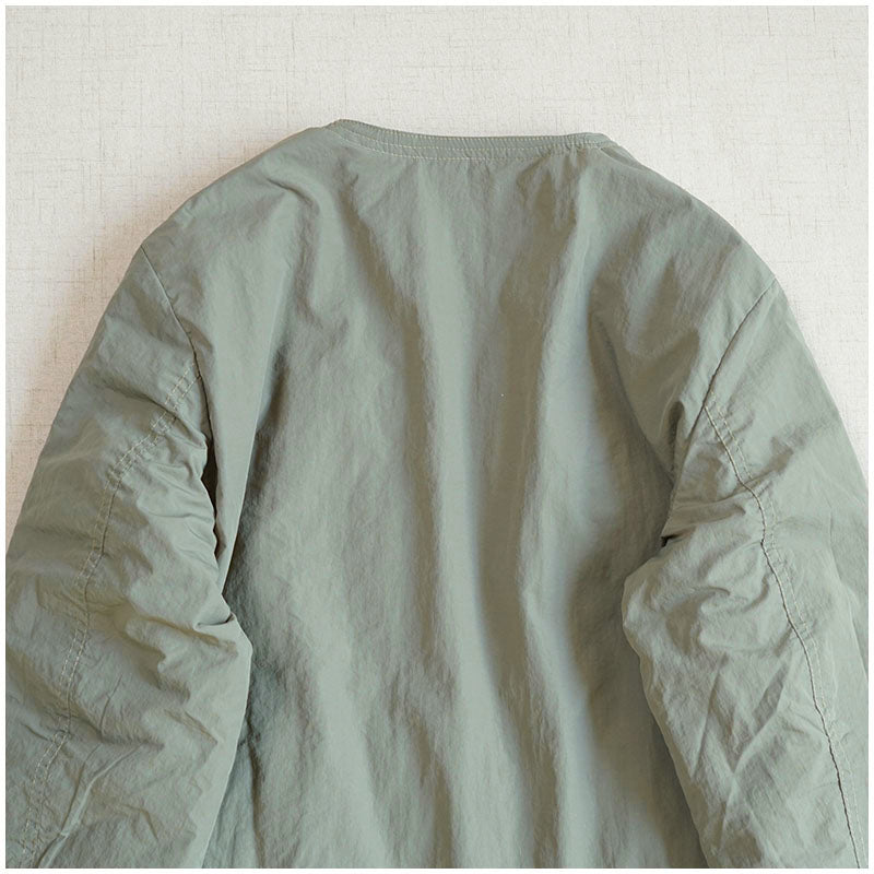 Reversible Quilted Cotton Jacket – Lightweight Loose Fit with Round Neck for Spring/Autumn