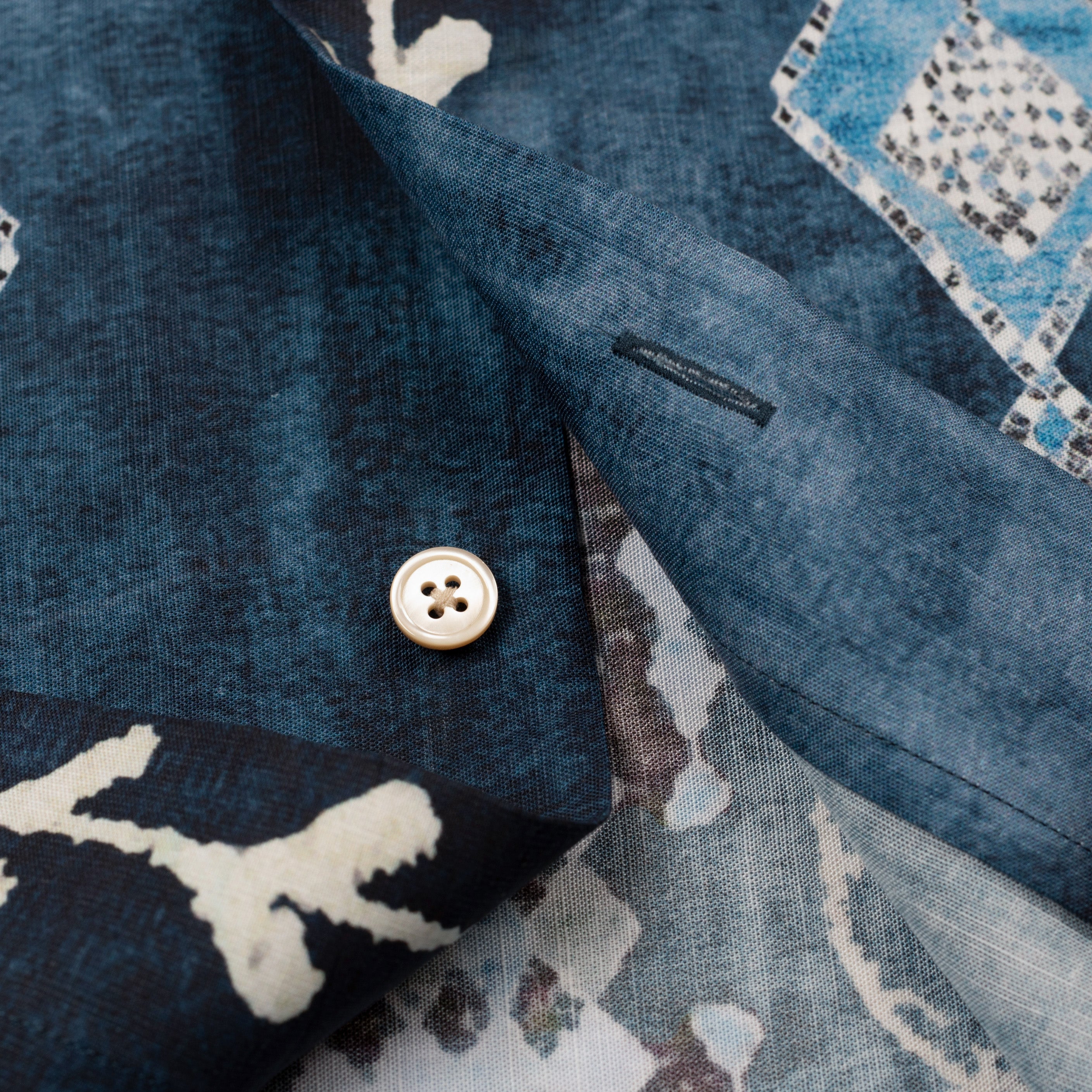 Cuban Collar Vintage Short Sleeve Shirt Hawaiian Print Tencel Ramie Shirt American Casual