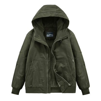 Men's Navy N1 Deck Jacket - American Workwear Lamb Wool Hooded Coat