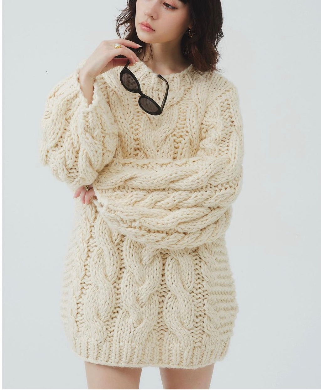 Loose Casual Lazy Style Thick-Yarn Cable Knit Sweater – Oversized Elegant Design (Unisex)