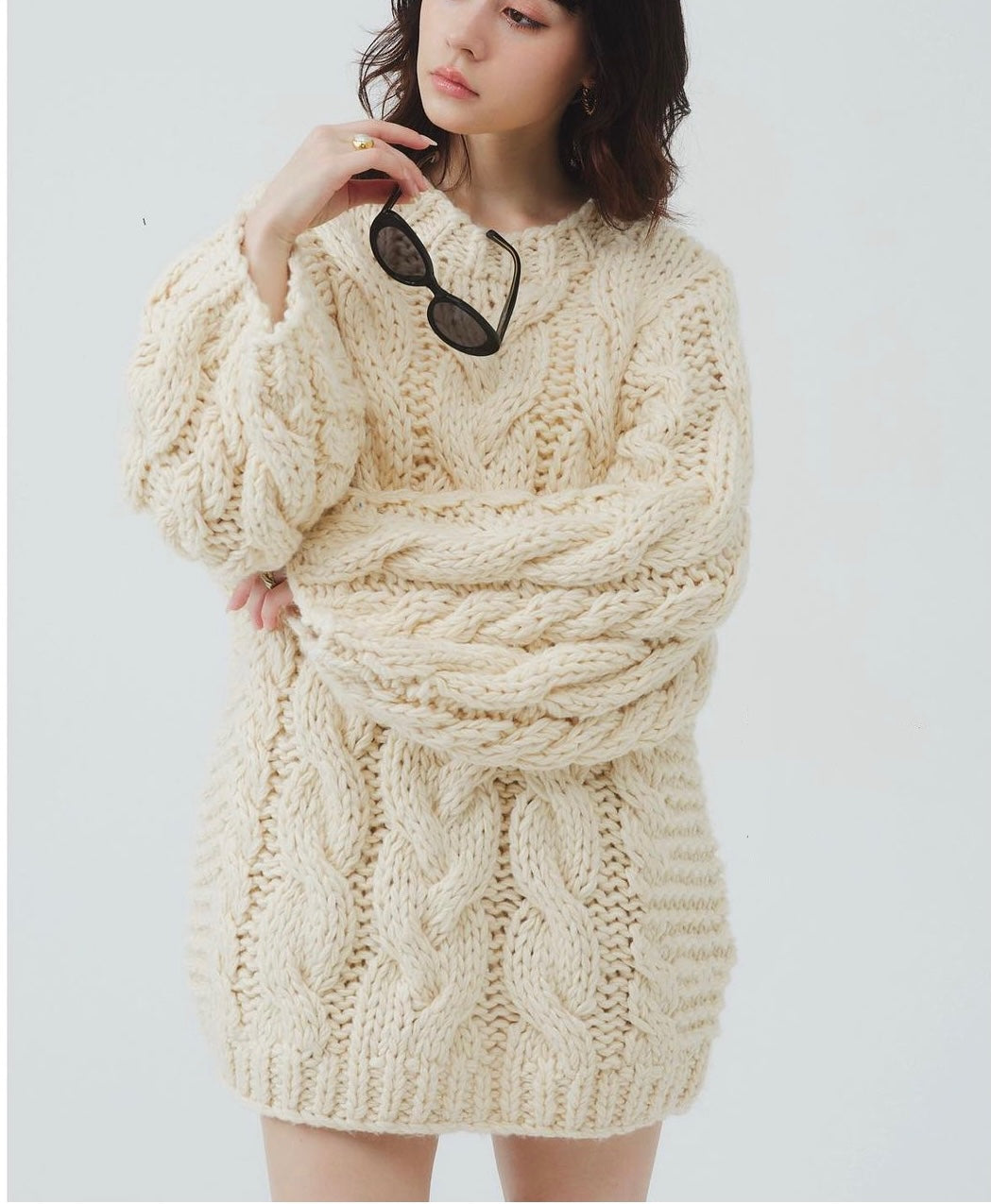 Loose Casual Lazy Style Thick-Yarn Cable Knit Sweater – Oversized Elegant Design (Unisex)