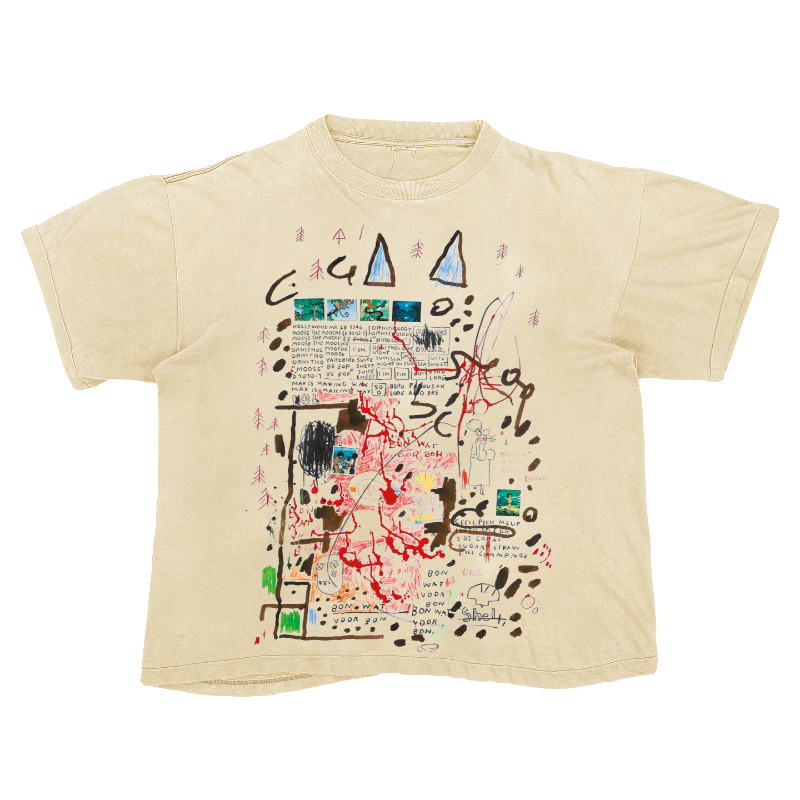Black Ink Tattoo Punk Distressed Washed Short Sleeve T-Shirt