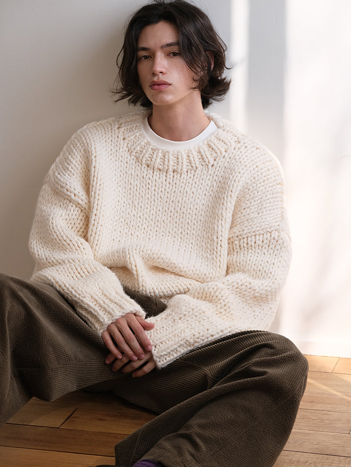 Coke Life Carpem Winter Nordic Iceland Wool Sweater - Handmade Thick-Knit Loose Lazy Top