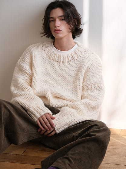 Coke Life Carpem Winter Nordic Iceland Wool Sweater - Handmade Thick-Knit Loose Lazy Top