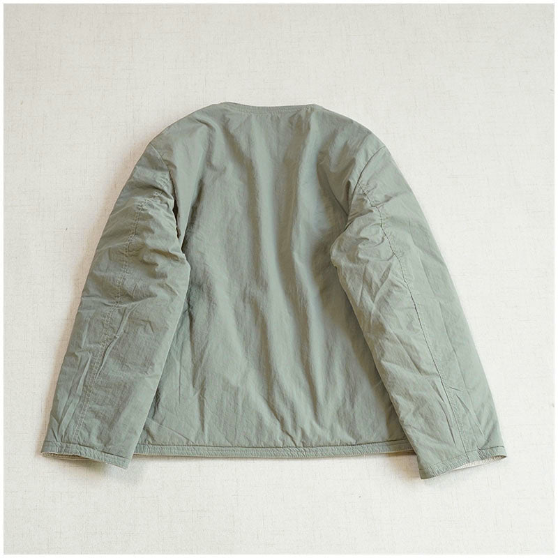 Reversible Quilted Cotton Jacket – Lightweight Loose Fit with Round Neck for Spring/Autumn